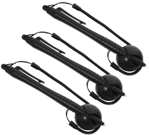 3 Stück Resistiver Touchstift mit Hartspitze und Stifthalter | Schwarz, Abs und Silikon, Federseil Sowie Basis, für Tablette und Geräte zum Schreiben