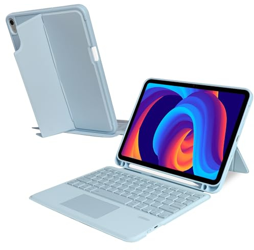 VOVIPO Custodia compatibile per iPad A16 di 11a generazione con tastiera, trackpad multi-touch, tastiera rimovibile wireless, cover con supporto per penna per iPad 11 A16 2025 e 10a generazione 11