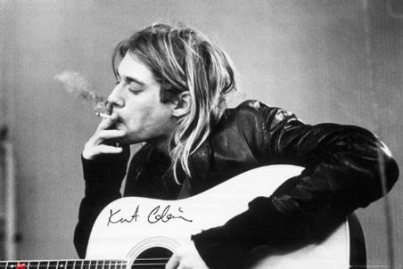 Kurt Cobain-Smoking) &Gitarre mit Black White, Musik Poster, Poster-Print, Kollektionen, 92 x 61 cm