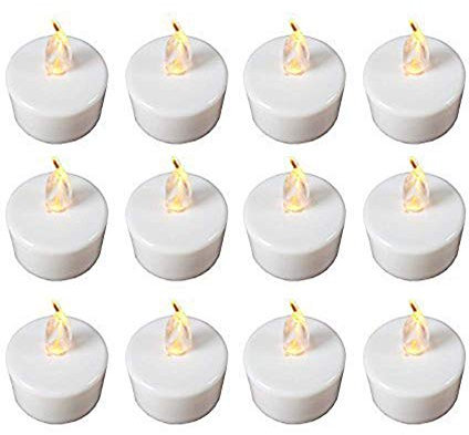 AKORD Lot de 12 bougies chauffe-plat LED vacillantes avec piles gratuites