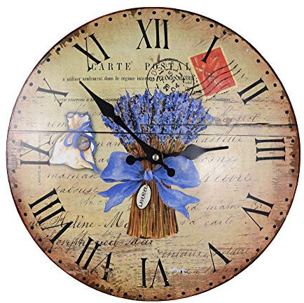 Nostalgie Wanduhr Küchenuhr Lavendel Bunt 34cm französischer Landhausstil MHC028 Palazzo Exklusiv