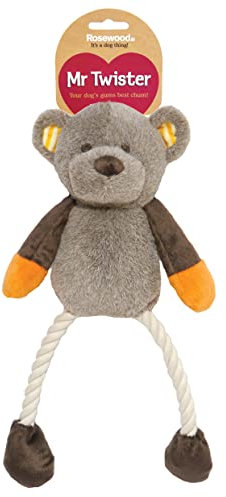 Rosewood Teddy Twister Dog Toy, grey
