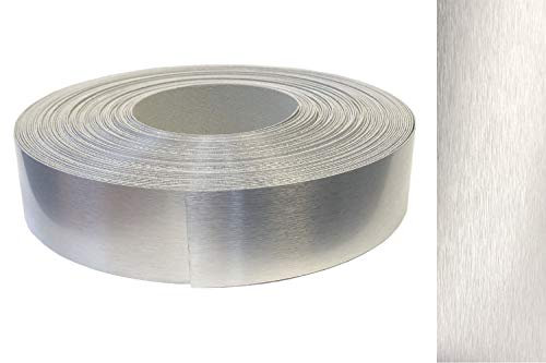 Enduit de bordure ABS 42 mm x 25 m avec colle thermofusible en aluminium brossé véritable