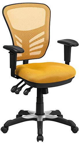 Flash Furniture Yelloworange Multifunktions-Chefsessel, ergonomischer Drehstuhl mit verstellbaren Armen