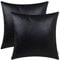 Brawarm Kissenbezüge aus Kunstleder, Leder-Kissenbezüge, einfarbig, für Couch, Bett, Sofa, Garten, Zuhause, dekorativ, Schwarz, 50,8 x 50,8 cm, 2 Stück
