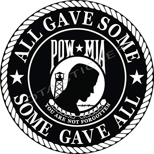 OTA STICKER Vinyl-Aufkleber, Motiv: POW MIA SOLDIER MILITARY PRISONERS YOU ARE NOT FORGOTTEN ALL GAVE SOME, Fenster, LKW, Motorrad, Chopper, Van, SUV, PPV, Scrapbook, Halloween, Armee-Geschenk