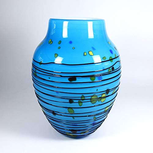 CRISTALICA Glasvase Blumenvase Dekovase Blue-Birds 29cm blau