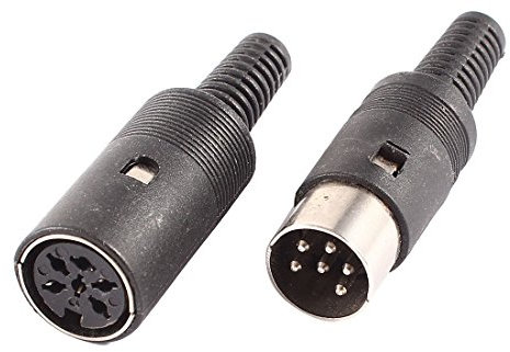 N/A Paire Noir DIN 6 Broches Femelle Adaptateur Mâle Prise Audio AV Connecteur