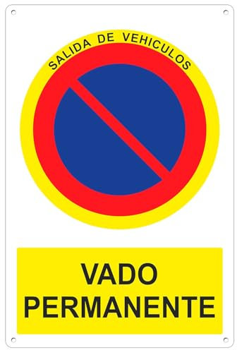 CABLEPELADO Señal Vado Permanente adhisivo Vinilo 15x20cm Amarillo