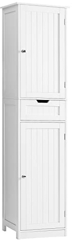 Iwell 67 Tall Bathroom Cabinet, Storage Cabinet with 2 Doors & 1 Drawer, Bathroom Storage Cabinets with Adjustable Shelves, for Living Room, Entryway, Home Office, White