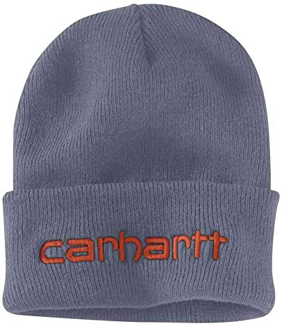 Carhartt Herren Knit Insulated Logo Graphic Cuffed Beanie Hut für kaltes Wetter, Blau, Einheitsgröße