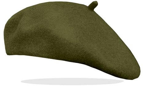 Van Der Rich ® - Klassischer französischer Baretthut Barett Wolle - Damen (Khaki, One Size)