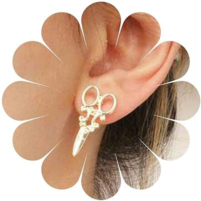 Yheakne Punk Schere Ohrstecker Gold Barber Ohrringe Minimalistische Petite Ohrringe Personalisierte Ohrringe für Frauen und Mädchen Friseur Geschenke (Gold)
