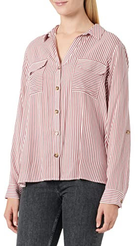VERO MODA Damen Vmbumpy L/S Shirt New Noos, Snow White/Stripes:dry Rose, XS
