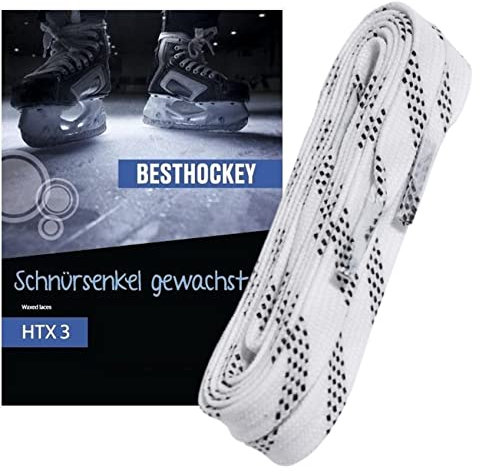 Schnürsenkel gewachst 213-330 cm Hockey HTX3 Laces Waxed weiß f. Eishockey (244)