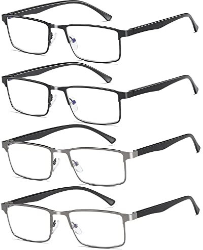 Fsread 4er-Pack Lesebrille Herren, Leichte Blaulichtblockierende Metallrahmen Herren Lesebrille (4 mix, 2.75)