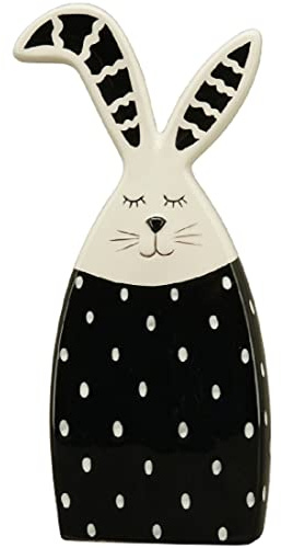 Exner frühlingshafte putziger Osterhase aus Porzellan als schmale Silhouette schwarz weiß mit Streifen oder Punkten (groß schwarz weiß gepunktet)