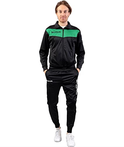 Givova Survêtement Visa Melange Trainingsanzug, Schwarz/Grün, Größe 4S, XXL