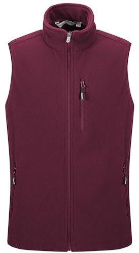 Outdoor Ventures Men's Full-Zip Lightweight Fleece Gilet Body Warmer Warm Windproof Vest Outerwear with 5 Pockets Sleeveless Jacket Casual Breathable Running Vest for Cycling & Hiking Red L