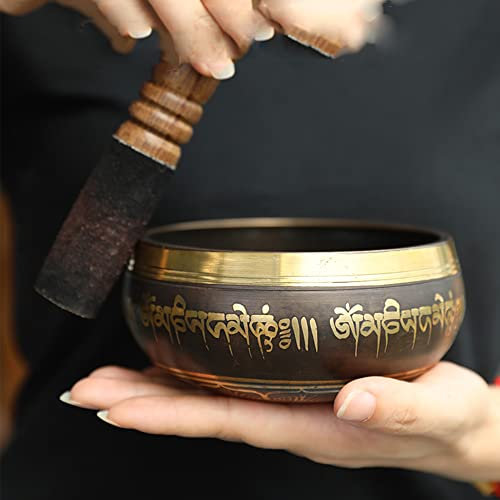 ZCBYBT Ensemble De Bols De Chant Tibétain, Conception De Mandala en Bronze, Bol De Son en Bronze À La Main Népalais, Yoga, Méditation,11.5cm