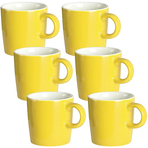 homEdge Mini Procelain Espresso Cup, 4 Ounces / 120 ml Tiny Ceramic Coffee Mugs Demitasse for Espresso, Tea- Set of 6, Yellow (208CEC060223)