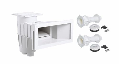 SAXONICA Skimmer Set Breitmaul Premium inkl. 2X Einlaufdüsen, 2X Mauerdurchführungen I weiß