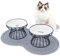 Dorakitten 2 Packs Elevated Cat Bowls with Non-Slip Mat, Anti-Vomiting Raised Cat Food Plates with Metal Stand, Protect Cat’s Spine, Dishwasher Safe Ceramic Cat Dishes, Pet Food Feeding Station