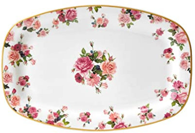 Fade Vassoio cucina ovale da portata in porcellana Rosemary, Glamour, Shabby Chic 30x20,5cm