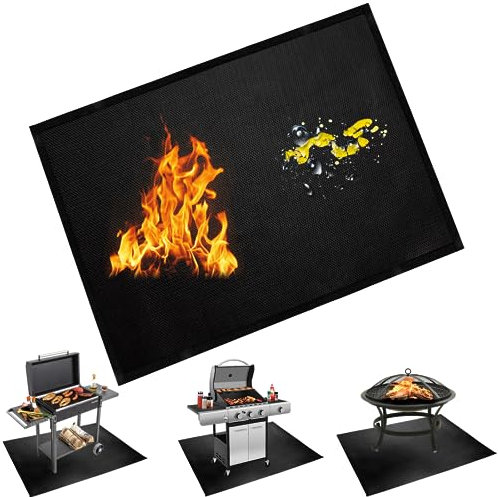 Under Grill Mats for Outdoor Grill – 91,4 x 121,9 cm Leicht zu reinigen, wiederverwendbare Grillmatte für Deck und Terrasse, Grillmatte für unter Grill, Kaminmatte, Feuerschalenmatte, feuerfest,