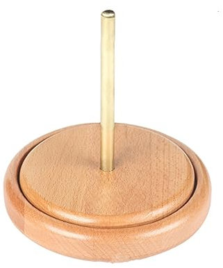 RoseFlower Garnhalter-Ständer, Garnkugelhalter aus natürlichem Eichenholz, Spindeln, drehender Garnhalter zum Häkeln, tragbare Garnaufbewahrung, Geschenk für ältere Frauen – Groß: 6.2 * 5.9 Zoll
