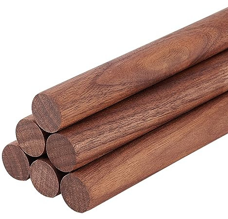BENECREAT 6 Varilla de Espiga de Nogal de 15 cm X 18 mm, Varillas de Madera Redondas Sin Terminar para Manualidades O Tapices Trenzados de Bricolaje