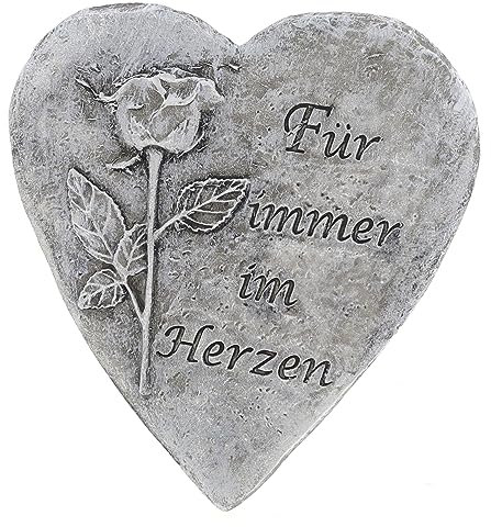 WB wohn trends Grab-Deko, Herz zum Legen, Für Immer im Herzen, 12,5 cm, Grab-Schmuck Trauer Allerheiligen