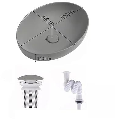 GUERNSEY Waschbecken im Badezimmer Nordic Matte Grau Keramik Tisch Waschbecken Oval Waschbecken Badezimmer Balkon Hause Waschbecken Waschbecken Einzigen Waschbecken Schiff Sinken (Color : A)