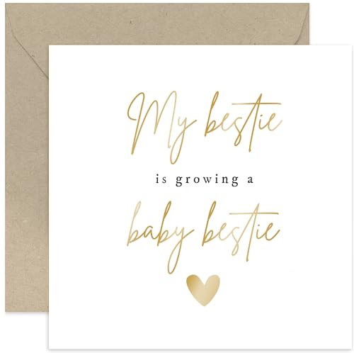 Old English Co. Glückwunschkarte für die beste Freundin zur Schwangerschaft – Bestie Growing a Baby Bestie, niedliche Erwartungskarte, Geschenk für die beste Freundin, blanko Innenumschlag