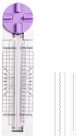 4 in 1 Papierschneider Schneidemaschine multifunktionales Scrapbooking Werkzeug Papierschneidemaschine 360 Grad Rotations Handschnitzer Papier Trimmer Gestrichelten Kurven, Falten von Linien (Lila)