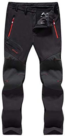 Herren Skihose Winddicht Atmungsaktiv Stretch Lang Softshellhose Hosenträger Wasserdicht Ski Thermohose Gefüttert mit Gummibund Latzhose Snowboardhose Winter 4Xl Schwarz Outdoorhose Schneehose