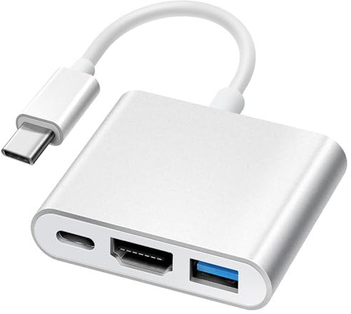 USB C to HDMI Multiport Adapter 100W Fast Charging, Fubiaofei USB-C to USB3.0 Adapter with 4K HDMI, Type C Digital AV Converter 3-in-1 Hub for iPad Pro MacBook Chromebook