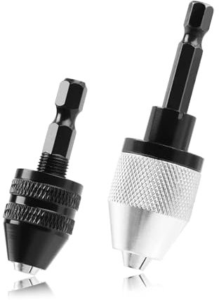 2 Piezas Portabrocas Sin Llave, Adaptador de Portabrocas de Taladro, 0,3-6,5 mm, 0,3-3,6 mm Vástago Hexagonal de 1/4, para Taladro de Impacto