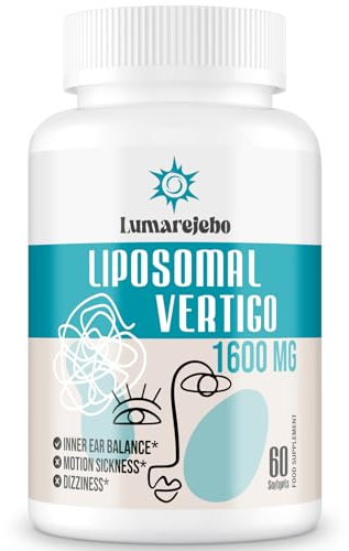 Lumarejebo Liposomal Vertigo Softgel 1600mg, Inner Ear Balance Supplement with Ginger & Ginkgo Extract for Adults, Motion Sickness & Dizziness Balance, 60 Softgels (Pack of 1)
