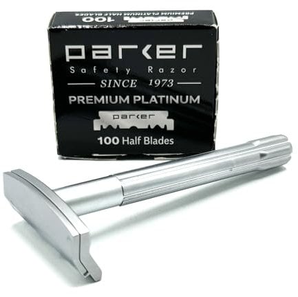 Parker Rasoio di sicurezza SoloEdge Single Edge con 100 lamette Parker Platinum Single Edge incluse