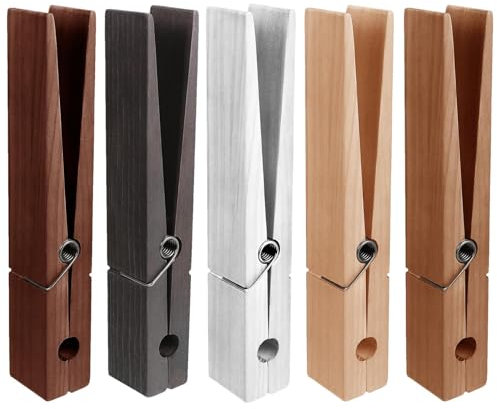 Mollette Giganti Da 5 Pezzi - Porta Asciugamani Da Bagno Con Molletta | Clip Per Vestiti Giganti In Legno Montate Parete | Mollette Per Asciugamani Antiscivolo | Per La Lavanderia Del Soggiorno