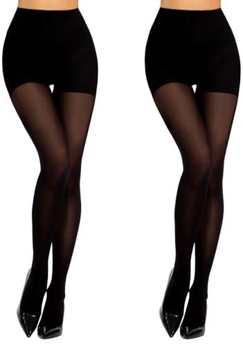 MANZI Damen Kompressionsstrumpfhose 10-15mm/Hg,Shape Strumpfhosen Blickdichte mit Bauchweg und Po-Lifting Figurformende Stützstrumpfhose 50 DEN 2 Paar,Schwarz,S