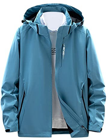 Generisch Regenjacke Herren | Regenjacke Wasserdichter Windjacke Atmungsaktive Pullover Mit Kapuze Packbare Softshelljacke Für Wandern Laufen Outdoor Reflektierende Jacke Leichte Fahrrad