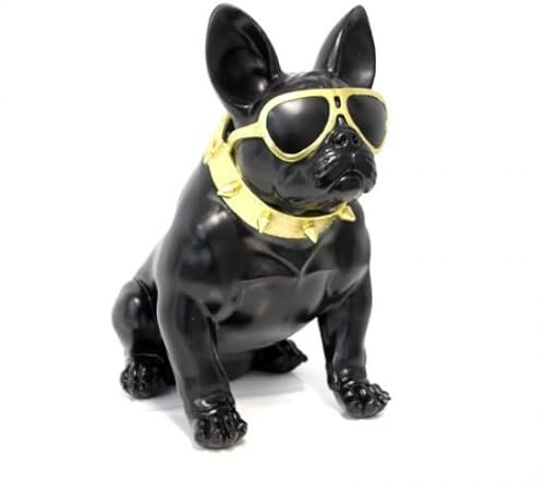 Generisch wunderschöne Dekofigur,Gartenfigur Bulldogge mit Brille,ca. 45 cm groß