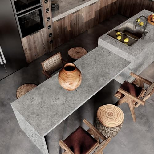 Shackcom Concrete Wallpaper Peel and Stick 40 x 1000cm, Self Adhesive Waterproof Oil-Proof Concrete Contact Paper Decorative Vinyl Film for Studios, Offices, Shops, Bars, Gyms Countertop