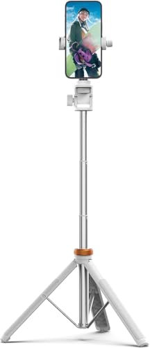 EUCOS Newest 62 Phone Tripod, Selfie Stick with Remote, Extendable PhoneTripod Stand, Solidest Cell Phone Tripod Compatible with iPhone/Android(White)