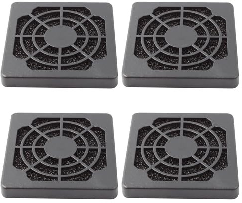 Adyoney 4 Pcs 50mm Black Square Plastic Cooling Fan Filter Cover, Dust Screen for Filter Fan Chassis, for PC Computer Case, Server Case, Mesh Design for Effective Dust Protection