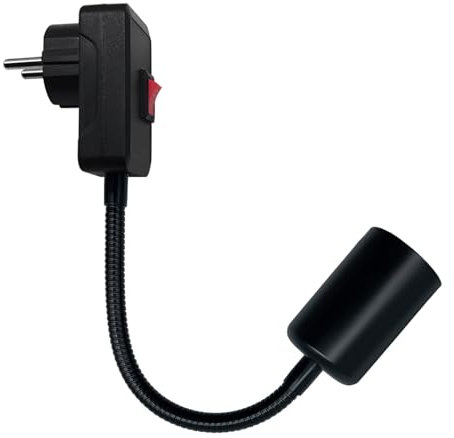 LAKONEI Lampara Enchufe Portalámparas E26 E27 con Interruptor y Europeo Enchufe, Flexible Extensión Rotación de 360° Lampara de Enchufe, Adaptador de Extensión de Enchufe Brazo (Sin Bombillas)