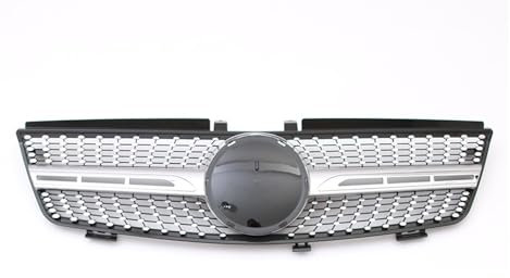 YYEFNMAZ Chrome Diamonds Style Front Racing Grille Kompatibel for Mercedes-Benz ML-Klasse W164 2005-2008 GTR Style Stoßstangengrill(Diamond-Silver)