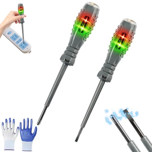 2PCS High Torque Strong Magnetic Screwdrive Electricity Detector,2-in-1 Electrical Circuit Tester Pens,Portable Voltage Tester Screwdriver,12V-220V Non Contact Voltage Detector (Flathead+Crosshead)